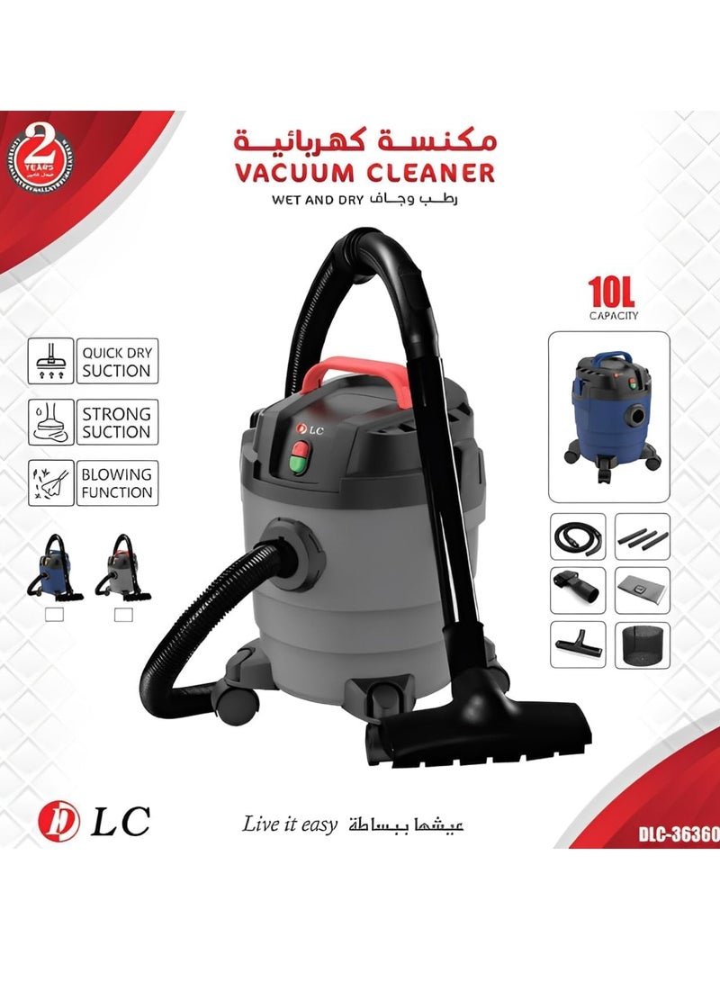 DLC 10L Wet & Dry Vacuum Cleaner with Full Accessories - 2 Year Warranty - Image 1