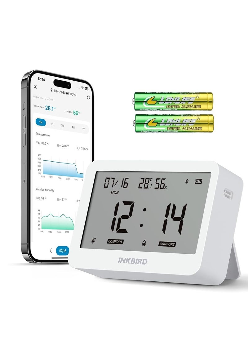 INKBIRD - INKBIRD Bluetooth Smart Thermo-Hygrometer ITH-21-B, 6-in-1 Indoor Temperature and Humidity Monitor with APP Control, Custom Comfort Levels, 2 Years History Export - Image 1