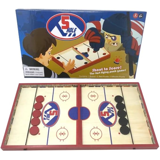 Regal Games 5 Hole  Fun Fast FamilyFriendly Finger Hockey Puck Game  Includes 1 Gameboard 5 Red Pucks 5 Black Pucks  Ideal for 2 Players Ages 6 - Image 2