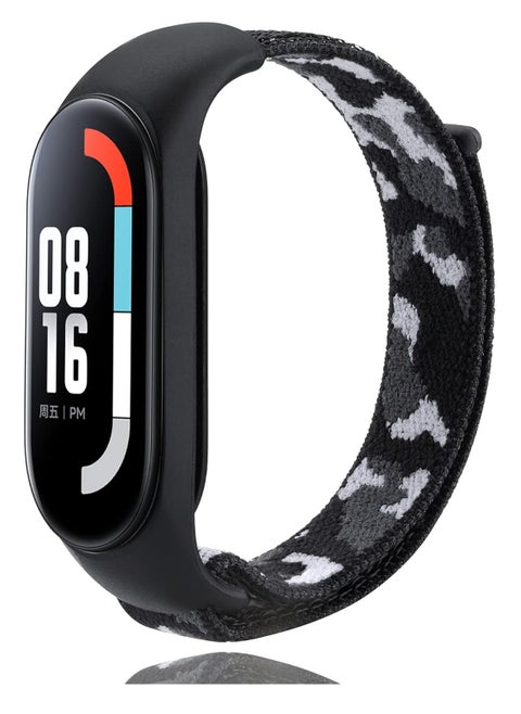 TenTech Nylon Strap for Xiaomi Mi Band 5/ Mi Band 6, Sports Watch Band for Xiaomi Mi Band 5 and Xiaomi Mi Band 6 Adjustable Replacement - black