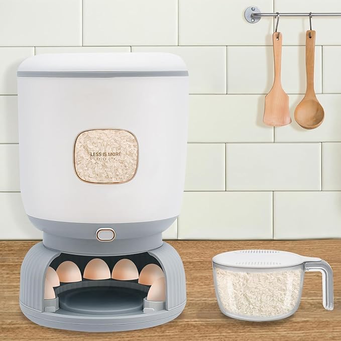 Brikipth Brikipth Egg Storage Holder Sealed Rice Bucket Dispenser Box Transparent Visible Moisture Proof Grain Powder Boxes Storage Food Grain Rice Container Kitchen Food Container10KG  - Image 5