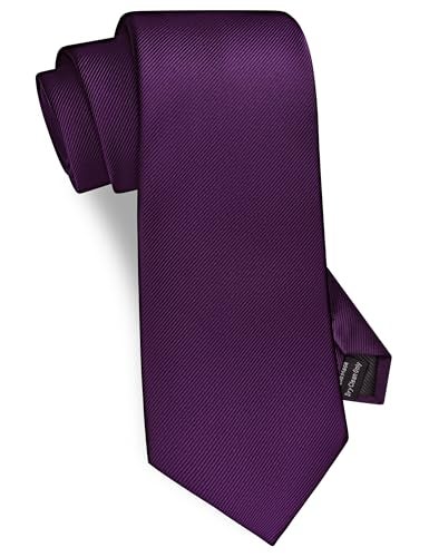 GUSLESON Brand Men's Solid Ties for Men Classic Dark Purple Tie Fashion Necktie (0791-04) - Image 1