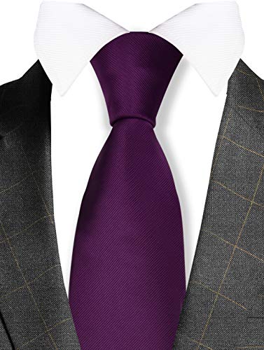 GUSLESON Brand Men's Solid Ties for Men Classic Dark Purple Tie Fashion Necktie (0791-04) - Image 2