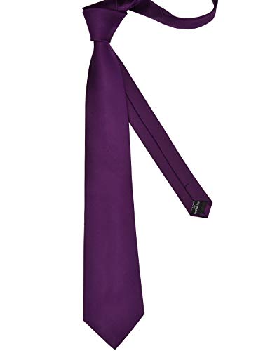 GUSLESON Brand Men's Solid Ties for Men Classic Dark Purple Tie Fashion Necktie (0791-04) - Image 3
