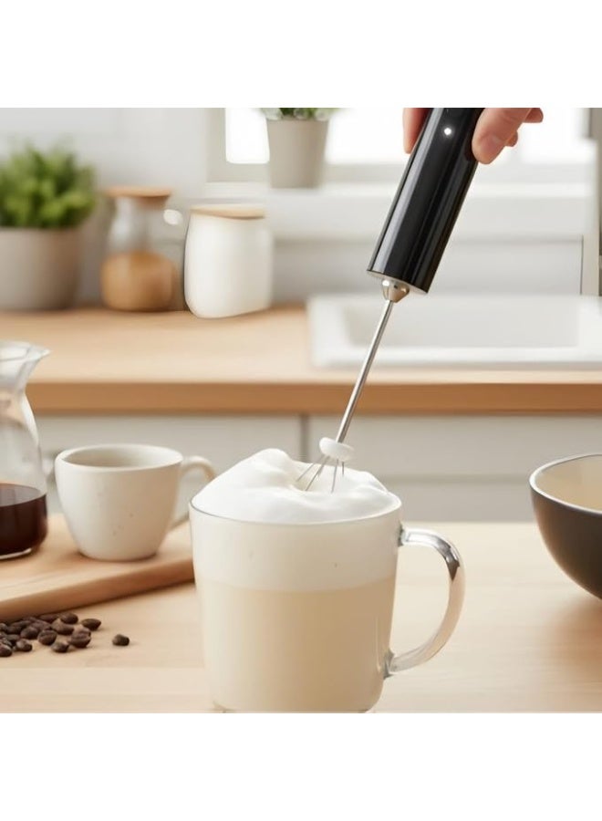 أداة خفق لبن، محمولة مع مضربين للبيض من فولاذ مقاوم للصدأ أداة خفق القهوة، خلاط صغير بـ3 سرعات قابلة للتعديل لكابتشينو ولاتيه وقهوة وبيض وشوكولاتة ساخنة، أبيض (يعمل ببطارية) - Image 4