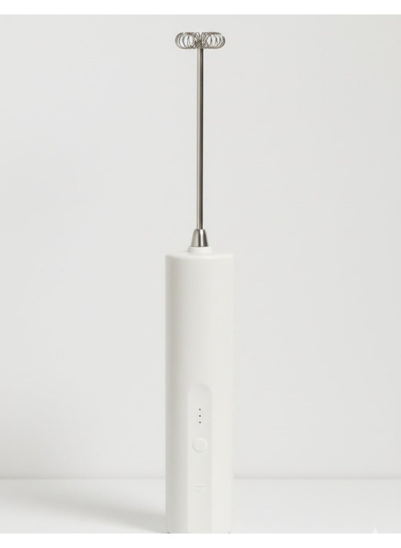 أداة خفق لبن، محمولة مع مضربين للبيض من فولاذ مقاوم للصدأ أداة خفق القهوة، خلاط صغير بـ3 سرعات قابلة للتعديل لكابتشينو ولاتيه وقهوة وبيض وشوكولاتة ساخنة، أبيض (يعمل ببطارية) - Image 5