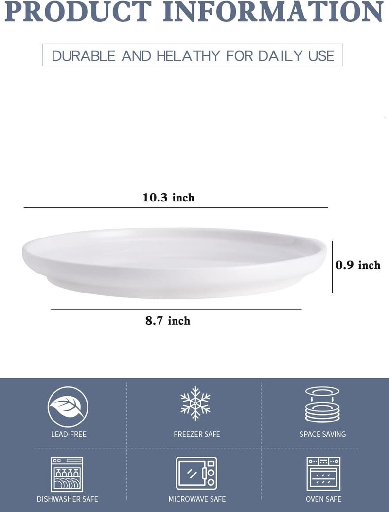 Kanwone Porcelain Dinner Plate  10 Inch White Microwave and Dishwasher Safe Plate - Image 2