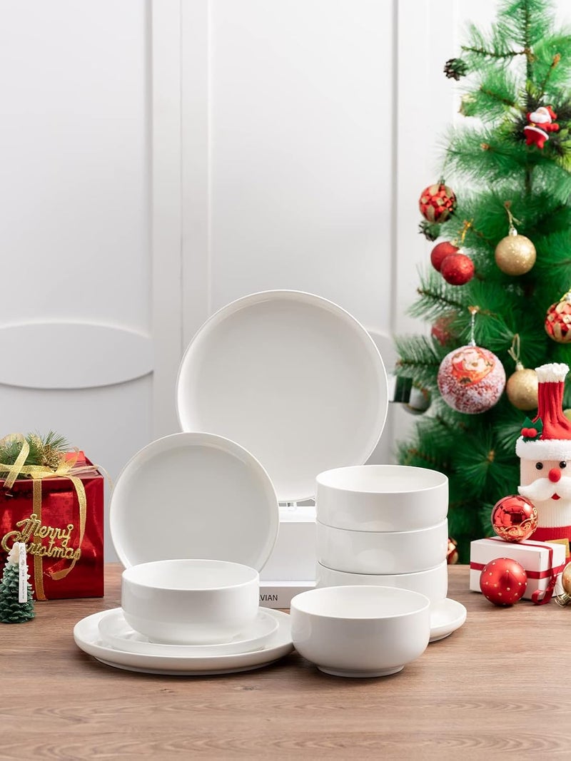 Kanwone Porcelain Dinner Plate  10 Inch White Microwave and Dishwasher Safe Plate - Image 3