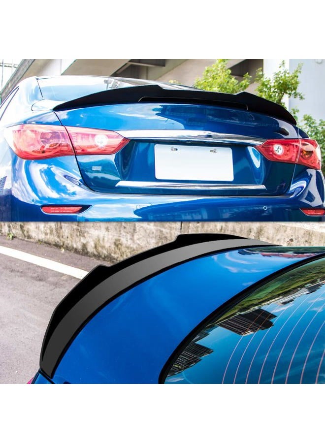 Rolling Gears Trunk Spoiler Wing Compatible with 2014-2024 Infiniti Q50 Q50S Sedan Rear Spoiler, Gloss Black (DN Style) - Image 2