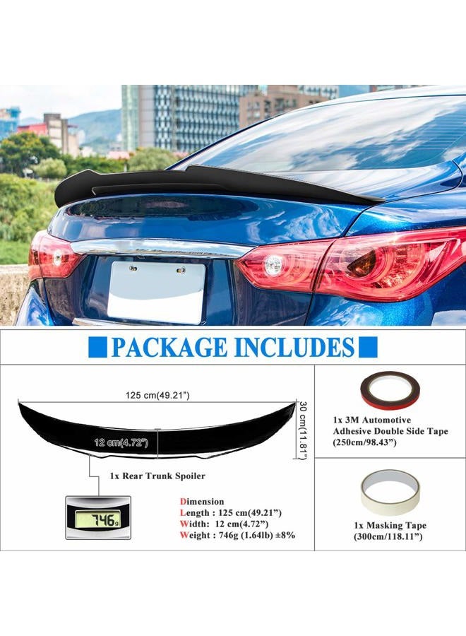 Rolling Gears Trunk Spoiler Wing Compatible with 2014-2024 Infiniti Q50 Q50S Sedan Rear Spoiler, Gloss Black (DN Style) - Image 4