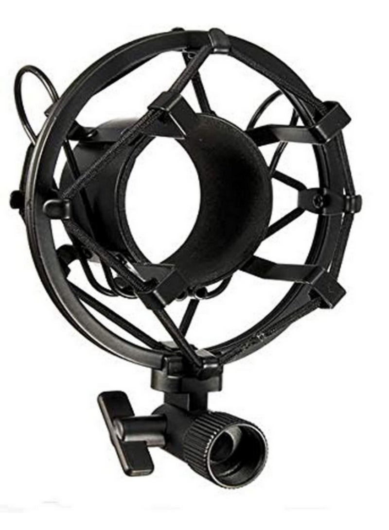 حامل ميكروفون مضاد للاهتزازات بسعة 3 كجم – تقليل الضوضاء والاهتزازات، حامل ميكروفون لاستوديوهات التسجيل، قاعدة حامل معدنية ثقيلة وقابلة للتعديل (مناسب للميكروفونات مقاس 44-54 مم)، إطار معدني متين باللون الأسود - Image 1