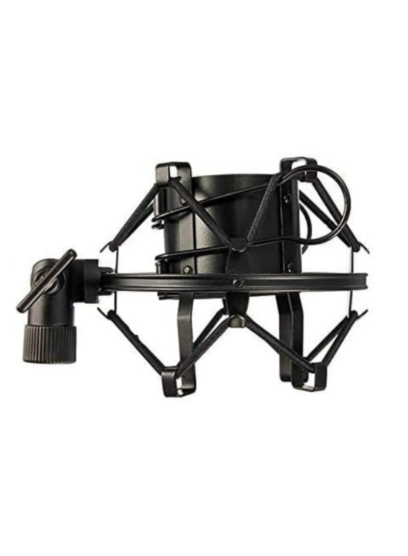 حامل ميكروفون مضاد للاهتزازات بسعة 3 كجم – تقليل الضوضاء والاهتزازات، حامل ميكروفون لاستوديوهات التسجيل، قاعدة حامل معدنية ثقيلة وقابلة للتعديل (مناسب للميكروفونات مقاس 44-54 مم)، إطار معدني متين باللون الأسود - Image 2