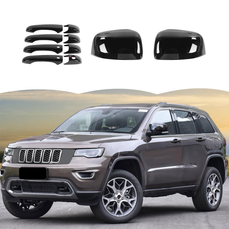 RT-TCZ RTTCZ Rearview Mirror Trim Cover Door Handle Trim Cover Exterior Trim Kit Decor Accessories for Jeep Grand Cherokee 20112020for Dodge Durango 20112022Black - Image 2