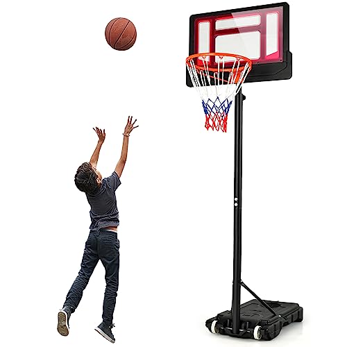 Giantex Basketball Hoop Outdoor Indoor 43 FT82 FT Height Adjustable Basketball Goal Court System wFillable Base Backboard 2 Wheels Portable Basketball Hoop for Kids Backyard Driveway - Image 1