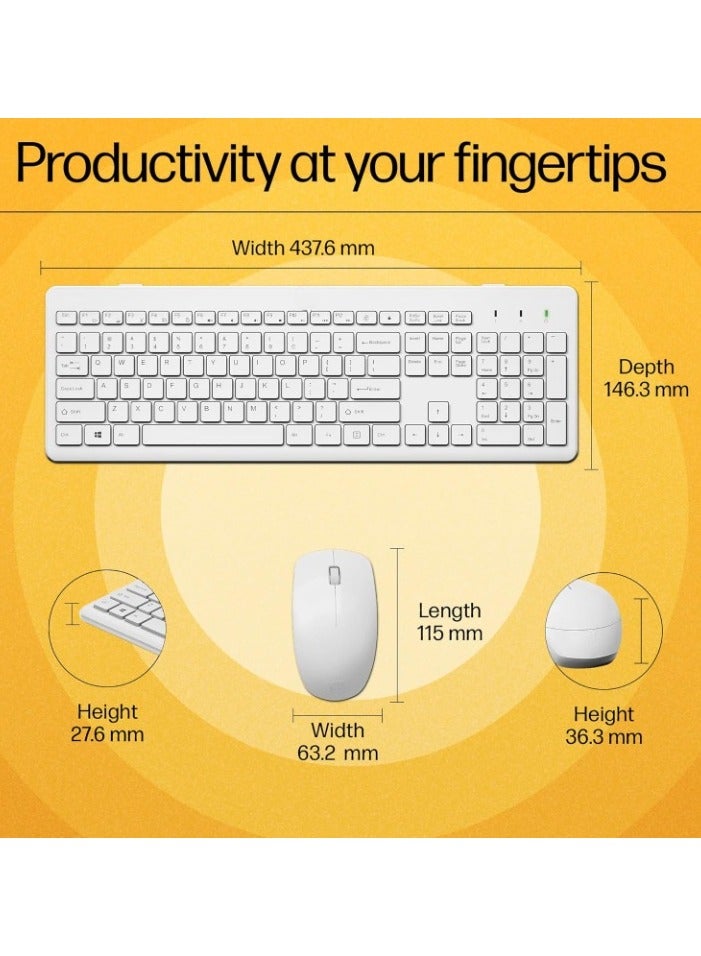 Wireless White Keyboard and Mouse Combo