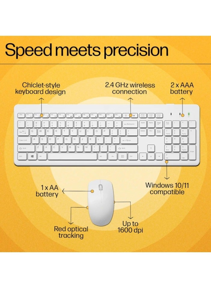 Wireless White Keyboard and Mouse Combo