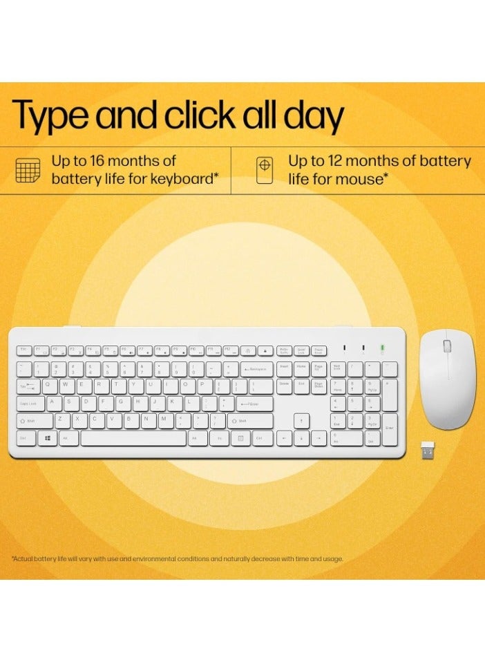 Wireless White Keyboard and Mouse Combo