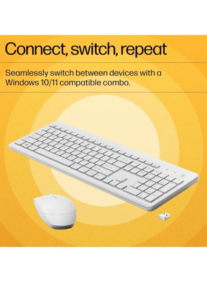 Wireless White Keyboard and Mouse Combo