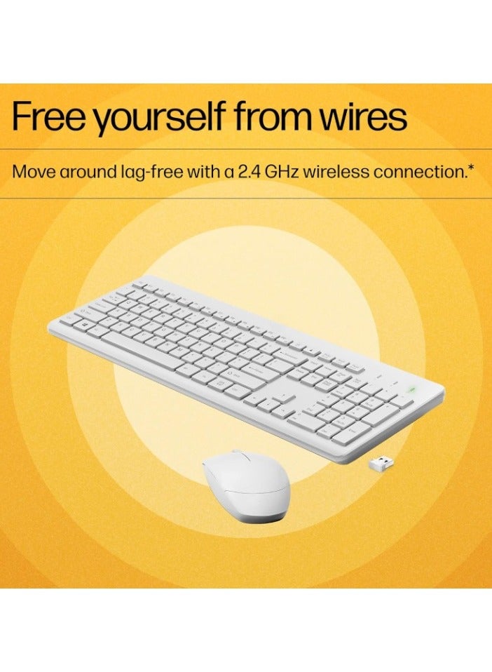 Wireless White Keyboard and Mouse Combo