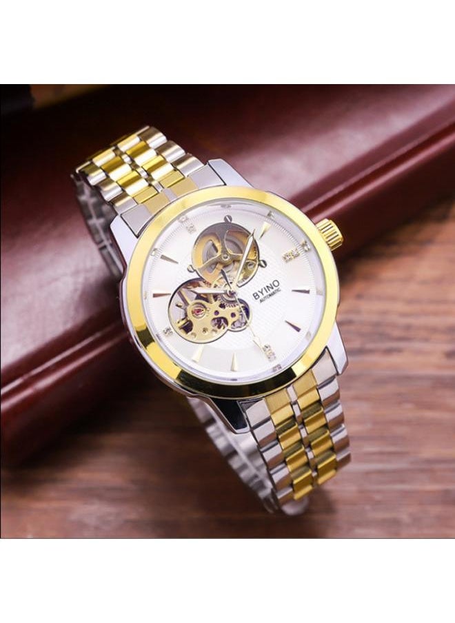 NIBEMINENT - Beinuo Byino Mechanical Watch Men's Luminous Waterproof Hollow Automatic Winding Steel Strap - Image 1