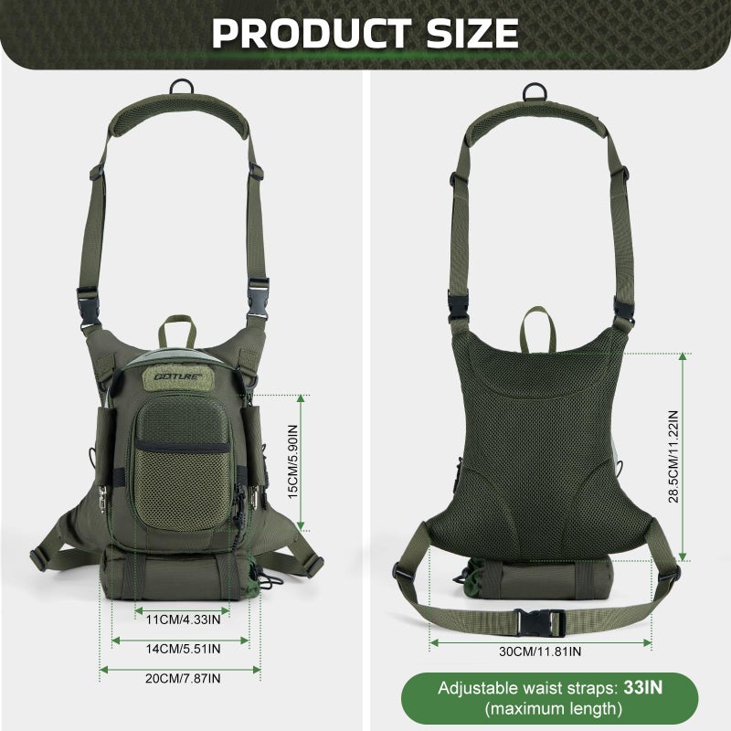 Goture Fly Fishing Chest Pack, Lightweight Chest Pack Tackle Storage Bag, Fly Fishing Bag with Adjustable Padded Waist Strap and Neck Strap, Hard Shell Front Pocket, Water Bottle Pouch, Gifts for Men - Image 5