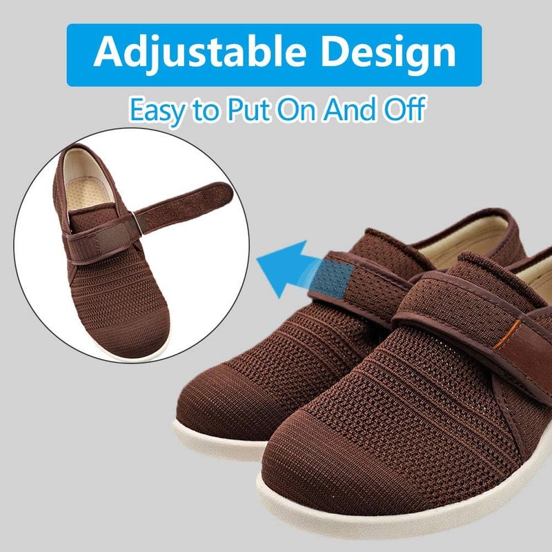 MEJORMEN Men's Edema Diabetic Shoes Adjustable Wide Width Outdoor Walking Sneakers Orthopedic Lightweight Comfy Casual Slippers for Elderly Swollen Feet Arthritis - Image 2