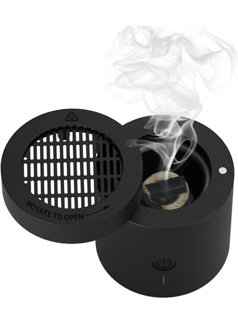 إلترازون Rotating Flip Electric Incense Burner | Portable Smart Bakhoor & Aromatherapy Machine | USB Rechargeable Electric Mabkhara with Charcoal Fragrance Function | Compact, Stylish & Easy to Use - Image 1