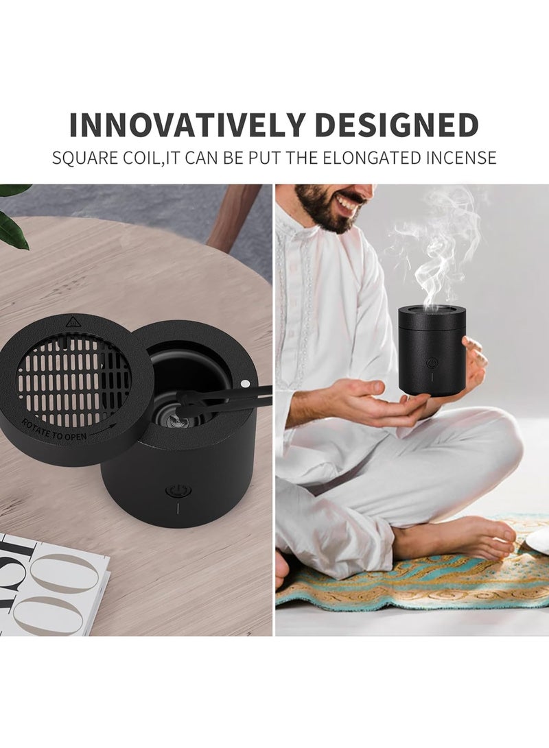 إلترازون Rotating Flip Electric Incense Burner | Portable Smart Bakhoor & Aromatherapy Machine | USB Rechargeable Electric Mabkhara with Charcoal Fragrance Function | Compact, Stylish & Easy to Use - Image 3