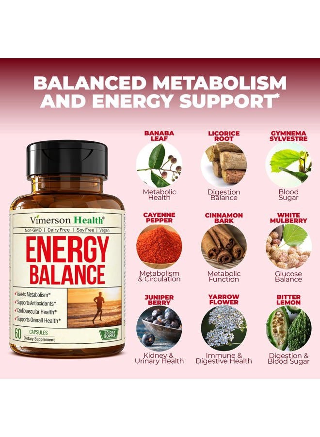 Vanadium with Chromium - Chromium Vanadium Supplement for Caffeine Free Energy and Metabolism Support. With Alpha Lipoic Acid, Cinnamon, Banaba Leaf & Bitter Melon Fruit. Non-GMO. Vegan. 60 Capsules