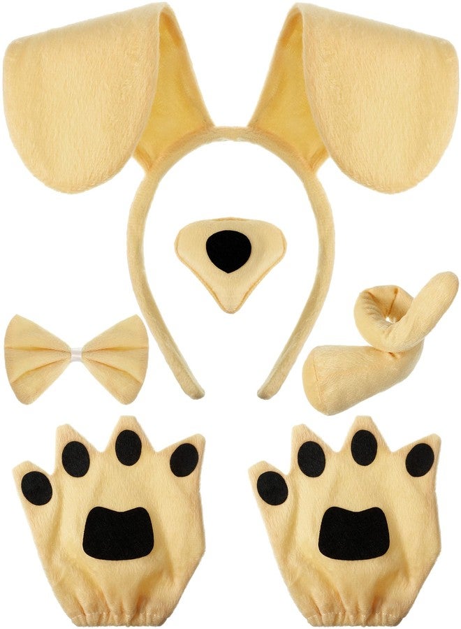 Syhood Puppy Dog Costume Set Ears Headband Bowtie Nose Tail Paw Gloves Accessories for Carnival(Light Brown,Classic) - Image 1