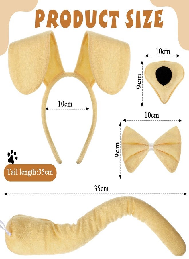 Syhood Puppy Dog Costume Set Ears Headband Bowtie Nose Tail Paw Gloves Accessories for Carnival(Light Brown,Classic) - Image 3