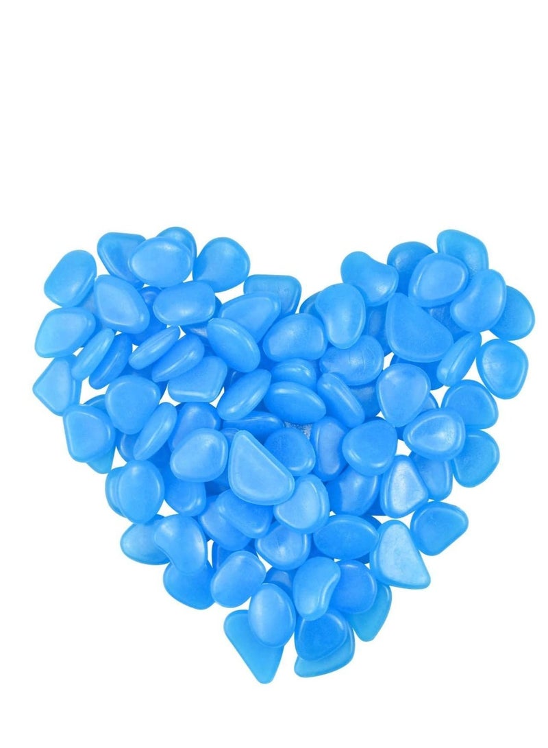NIBEMINENT Glowing Pebbles, Glow in the Dark Stones Rocks Luminous Cobblestones for Garden Walkways Decoration, Aquarium Fish Tank Park Ornaments Backyard Driveway Decorative 100Pcs Blue - Image 1