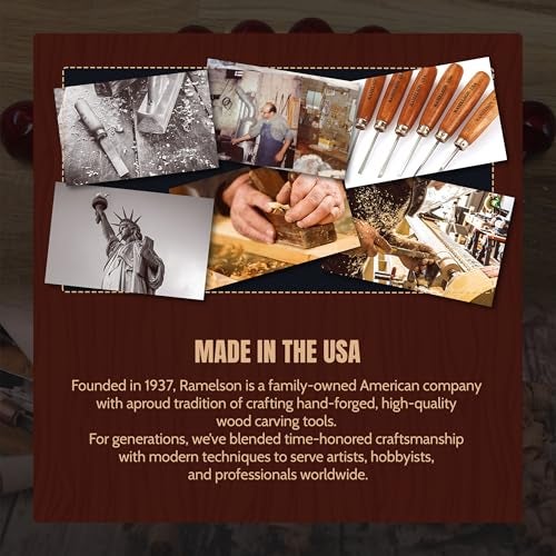 UJ Ramelson Co UJ Ramelson Wood Carving Tools Palm Set for Woodworking, Fine Miniature Detail, Stamp Making, Tile Etching, Mini Chisel and Gouge, 5 Pieces - Image 5