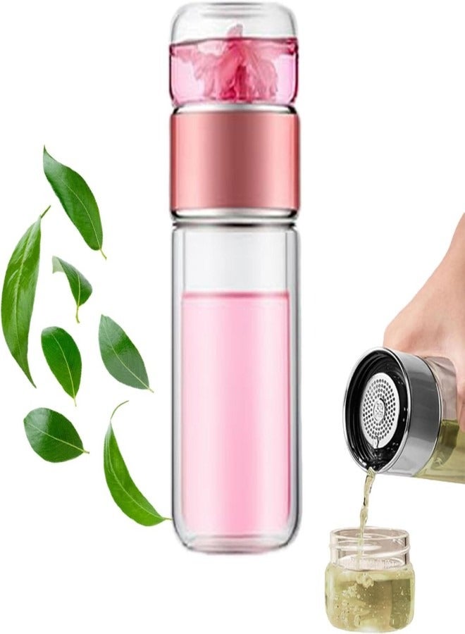 280ml Double-Layer Stainless Steel Leak-Proof Tea Infuser Bottle, Portable Glass Tea Cup for Office, Travel, and Home Use.  - Image 1