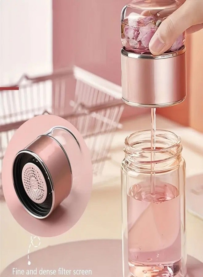 280ml Double-Layer Stainless Steel Leak-Proof Tea Infuser Bottle, Portable Glass Tea Cup for Office, Travel, and Home Use.  - Image 2