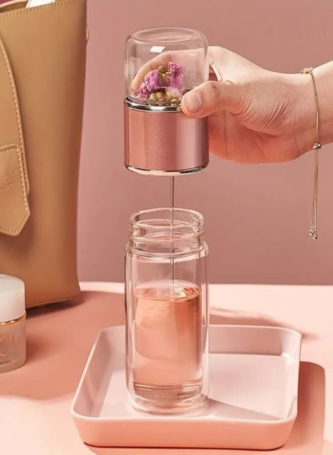 280ml Double-Layer Stainless Steel Leak-Proof Tea Infuser Bottle, Portable Glass Tea Cup for Office, Travel, and Home Use.  - Image 4