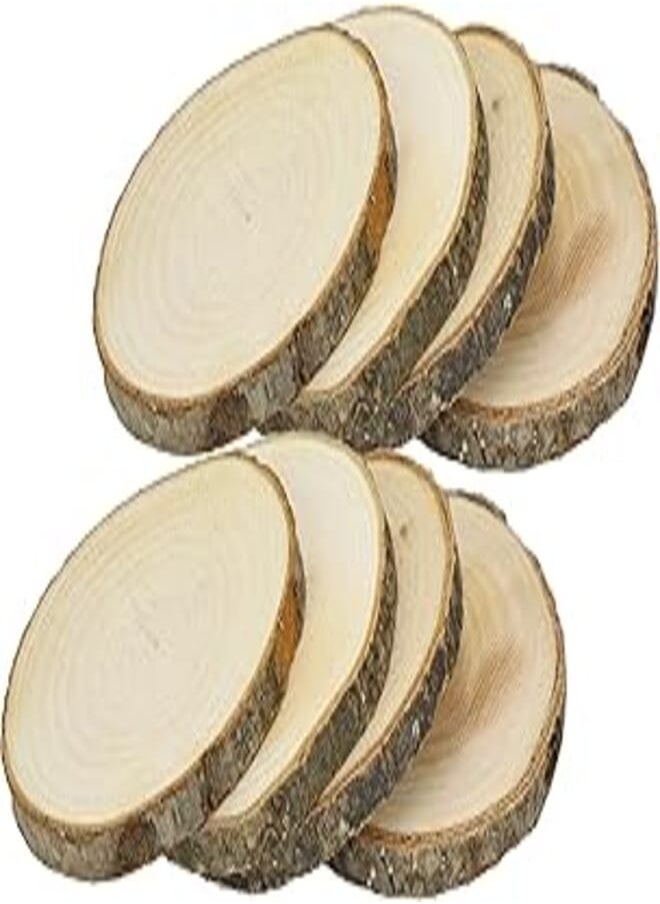 com-four com-four® 8 x coasters made of natural wood, glass coasters, coasters for glasses, wooden discs for crafts, diameter approx. 7-10 cm 