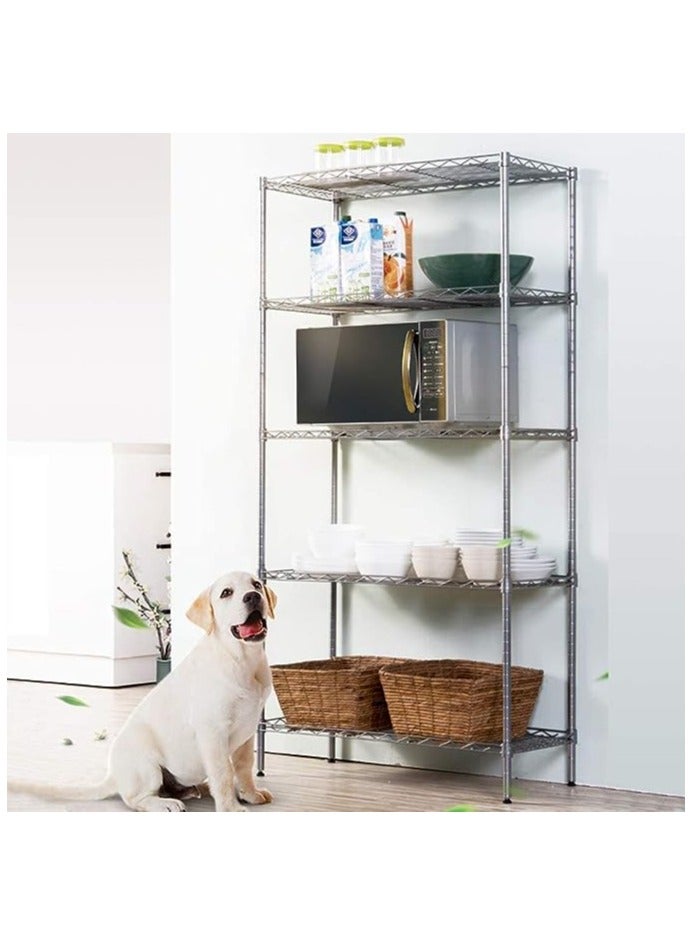 5 Tier shelving unit adjustable wire shelves organizer shelf rack heavy duty storage unit - Image 4