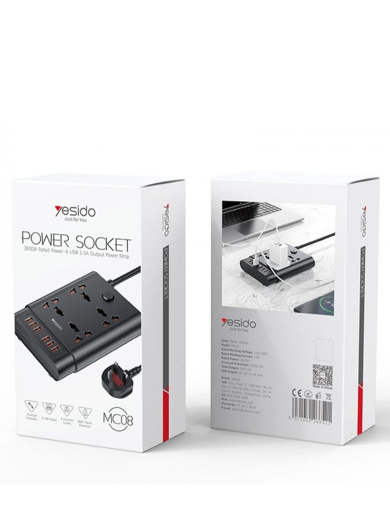 يسيدو مقبس طاقة الطاقه المقدره 2650 واط،  10 مخارج ، 6 يو اس بي يسيدو MC08 - Image 5