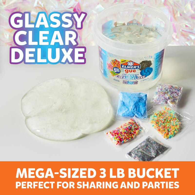 Elmer's Gue Premade Includes 5 Sets of Slime Add-ins, 3 Lb. Bucket, Glassy Clear - Image 3