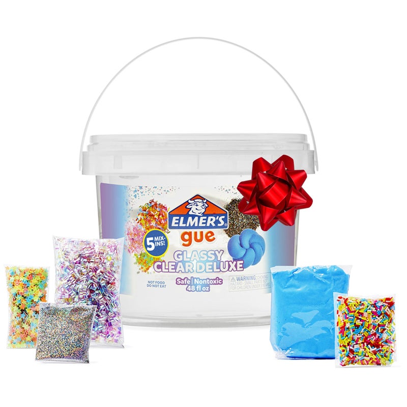 Elmer's Gue Premade Includes 5 Sets of Slime Add-ins, 3 Lb. Bucket, Glassy Clear - Image 1
