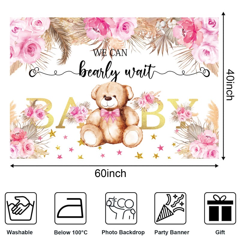 MASTRON Bear Baby Shower Decorations - Pink Brown Bear Balloons Garland Arch Kit We Can Bearly Wait Backdrop for Girl Baby Shower Birthday Party - Image 4