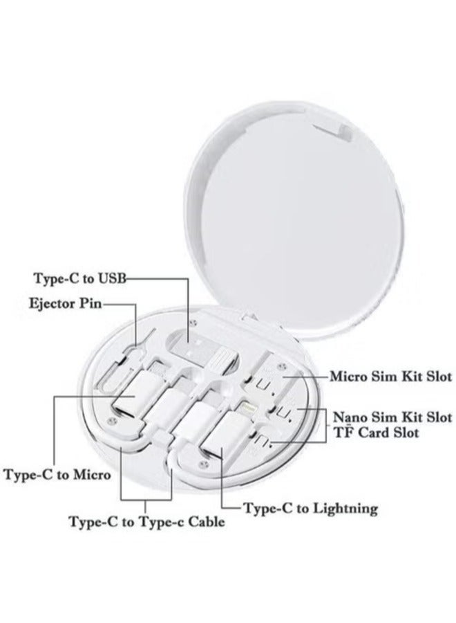 60W Multifunction Data Cable Set – USB-A to Type-C / Micro / iPhone – Compact Round Box Design - Image 1