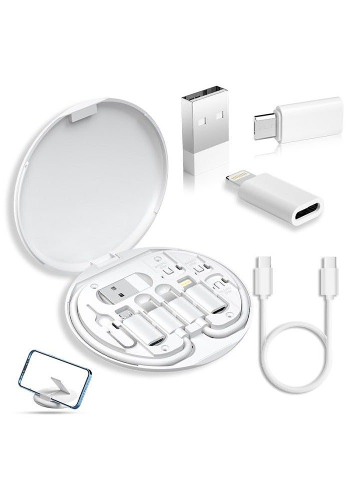 60W Multifunction Data Cable Set – USB-A to Type-C / Micro / iPhone – Compact Round Box Design - Image 2