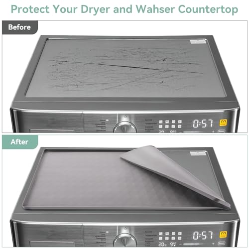 Garolue 2 Pack Washer and Dryer Covers for the Top, 23.6'' x 19.7'' Silicone Rubber Mat for Laudry Machine & Dryer,Non-slip Heavy Duty Waterproof Washable Top Protector Mat Pad for Laundry & Kitchen - Image 4