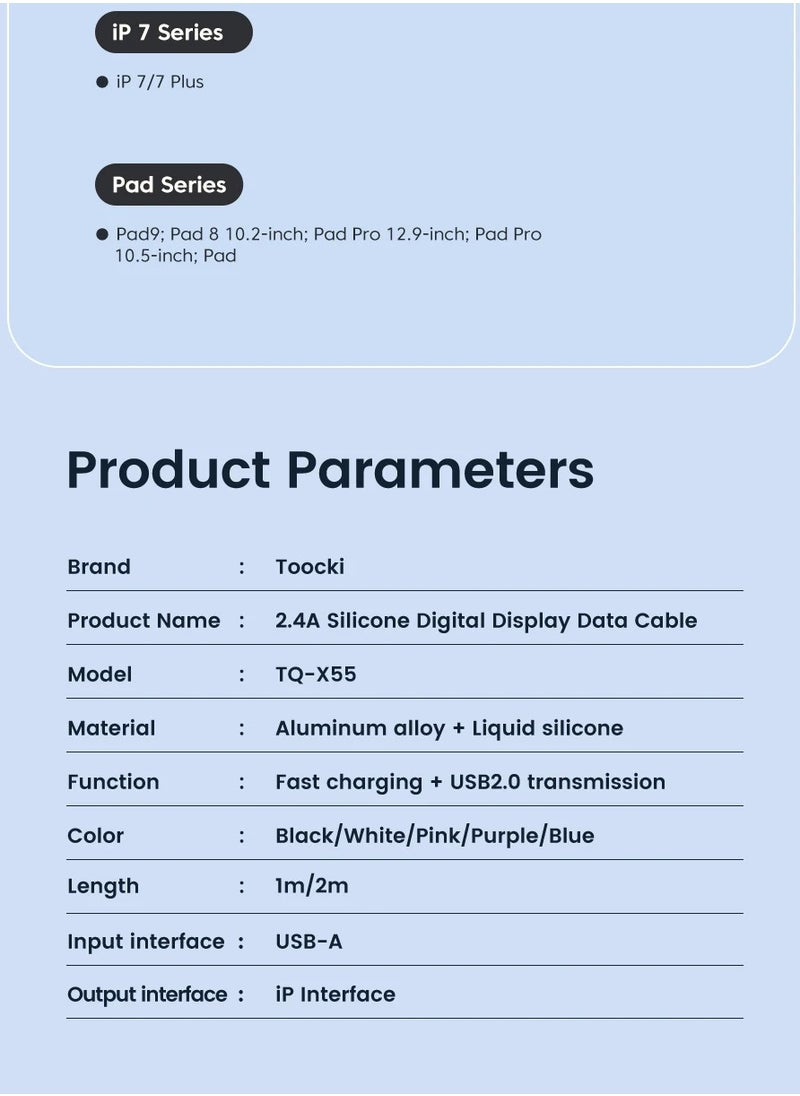 toocki - 20W iPhone Charger with Fast Charging and High-Speed Data Transfer 2M - Image 1