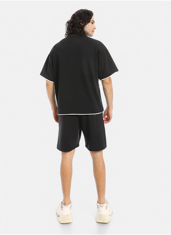 Red Circle Slip On Printed T Shirt and Shorts Set  - Image 3
