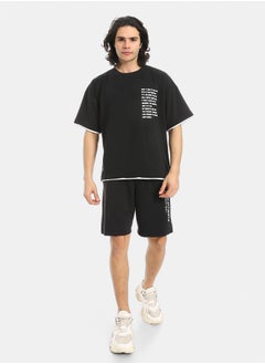 Red Circle Slip On Printed T Shirt and Shorts Set  - Image 1