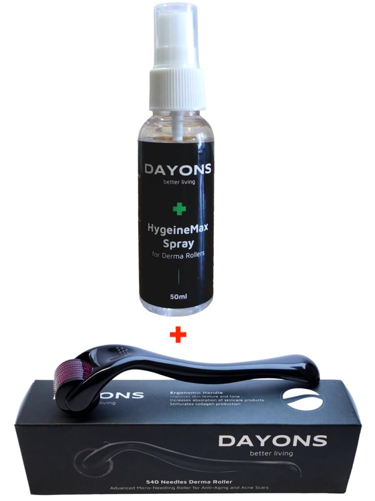 Dayons 0.5mm Derma Roller Kit – Microneedling Tool for Face, Beard, Hair Regrowth & Skin Care – Includes Cleanser & Storage Case – Reduces Acne Scars, Wrinkles & Stretch Marks (0.5mm Kit) - Image 1