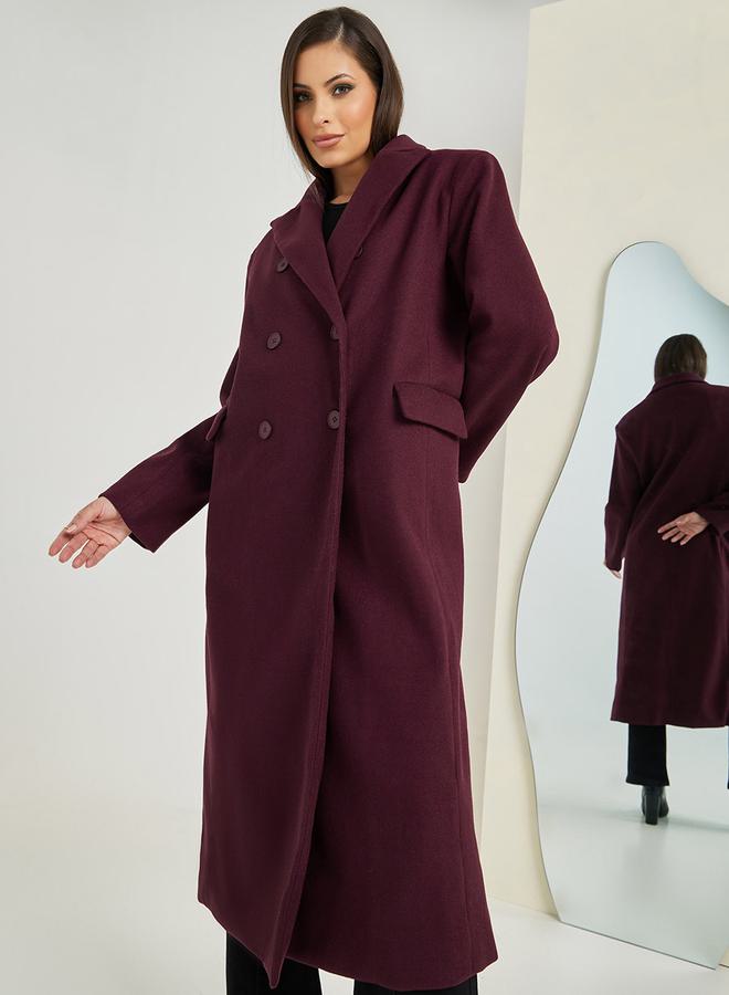 ستايلي معطف صوف طويل بياقة مزدوجة - Image 3
